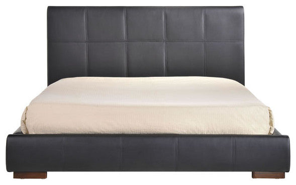 HomeRoots King Black Faux Leather Quilted Platform Bed