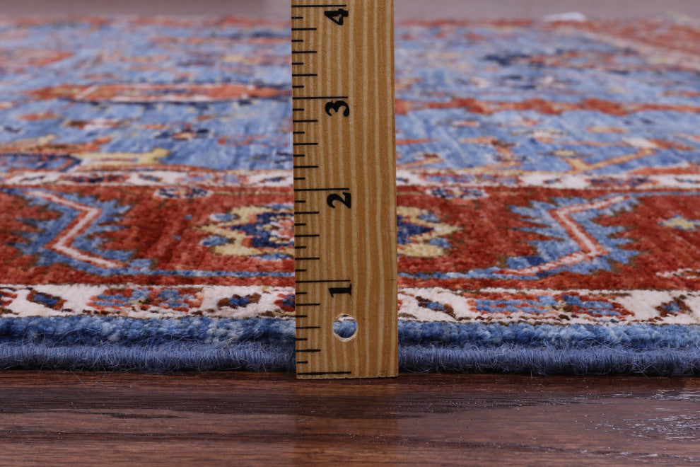 6' 11" X 7' 6" Handmade Square Persian Fine Serapi Wool Rug - Q12904