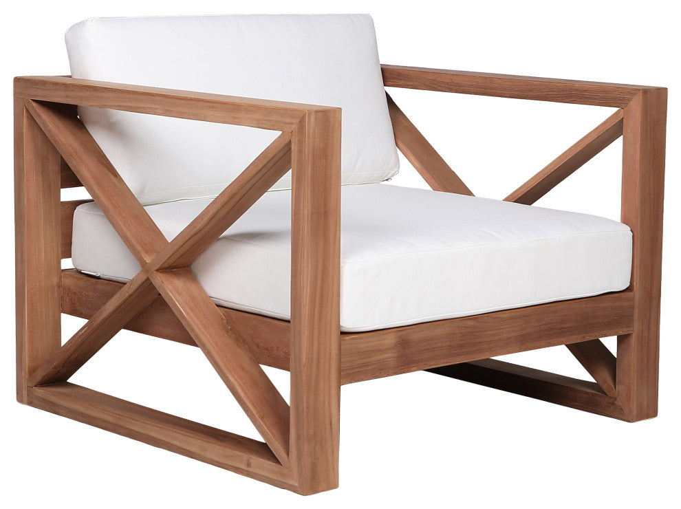 Anguilla Waterproof Fabric Upholstered Outdoor Chair, Off White