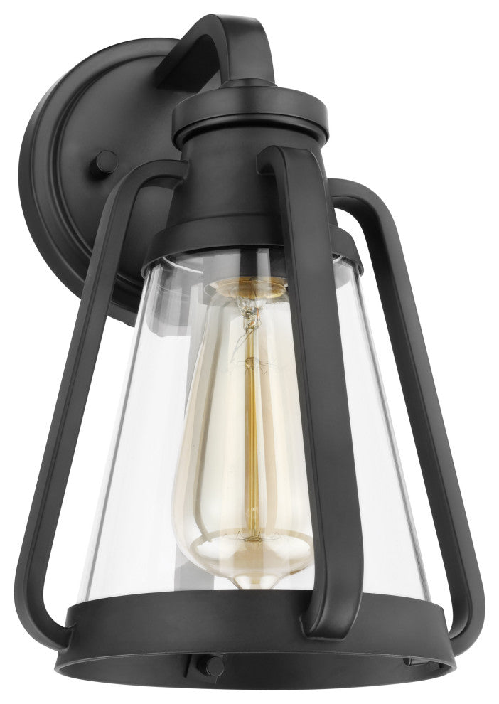 Everett 1-Light Small Wall Sconce, Matte Black With Clear Glass