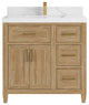 Santa Monica 36 Center Sink Bath Vanity in Whitewashed Teak 2" Calacatta Laza