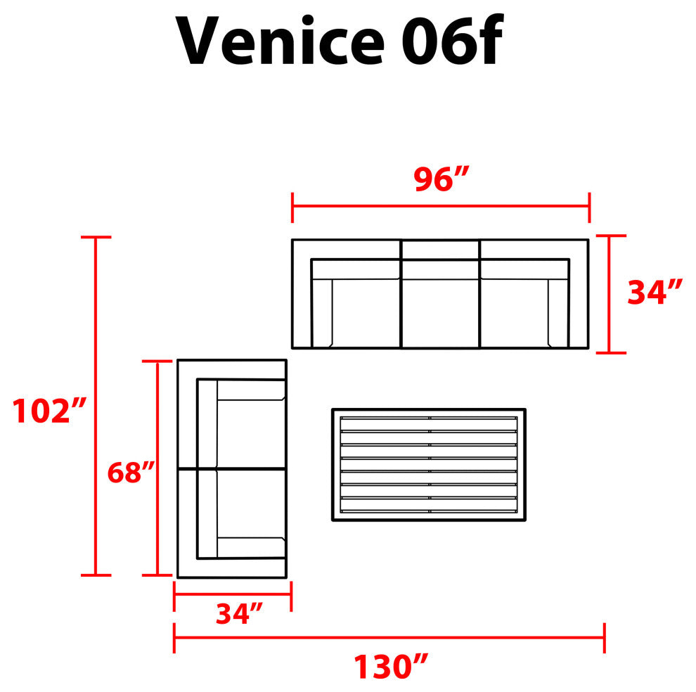 Venice 6 Piece Outdoor Wicker Patio Furniture Set 06f