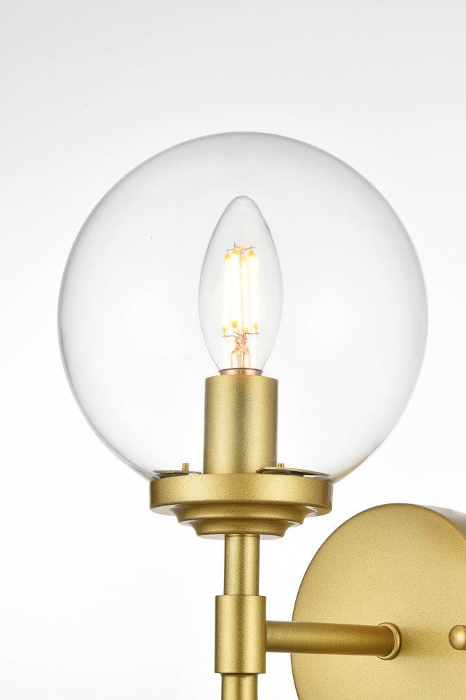 1 Light Brass And Clear Bath Sconce