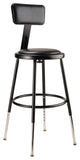 NPS 19"-27" Height Adjustable Vinyl Padded Steel Stool With Backrest, Black