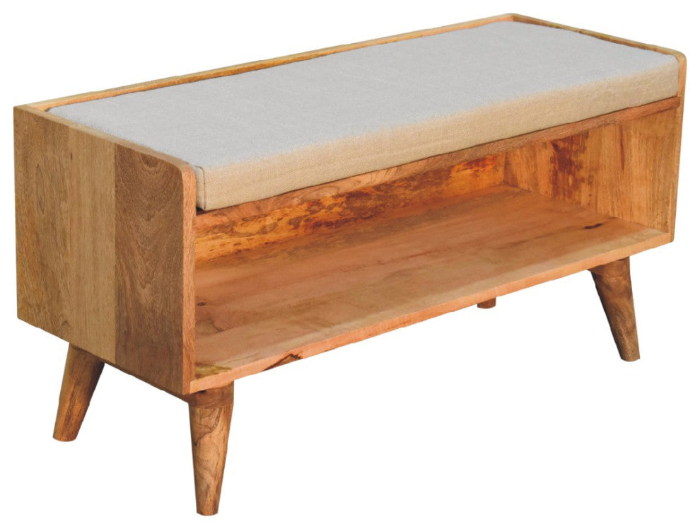 Oak-ish Nordic Storage Bench With Mud Linen