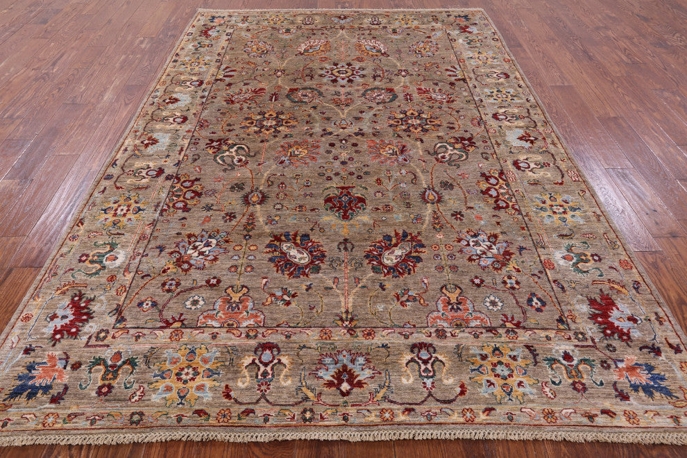 6' 8" X 9' 9" Persian Tabriz Handmade Wool Rug Q7687