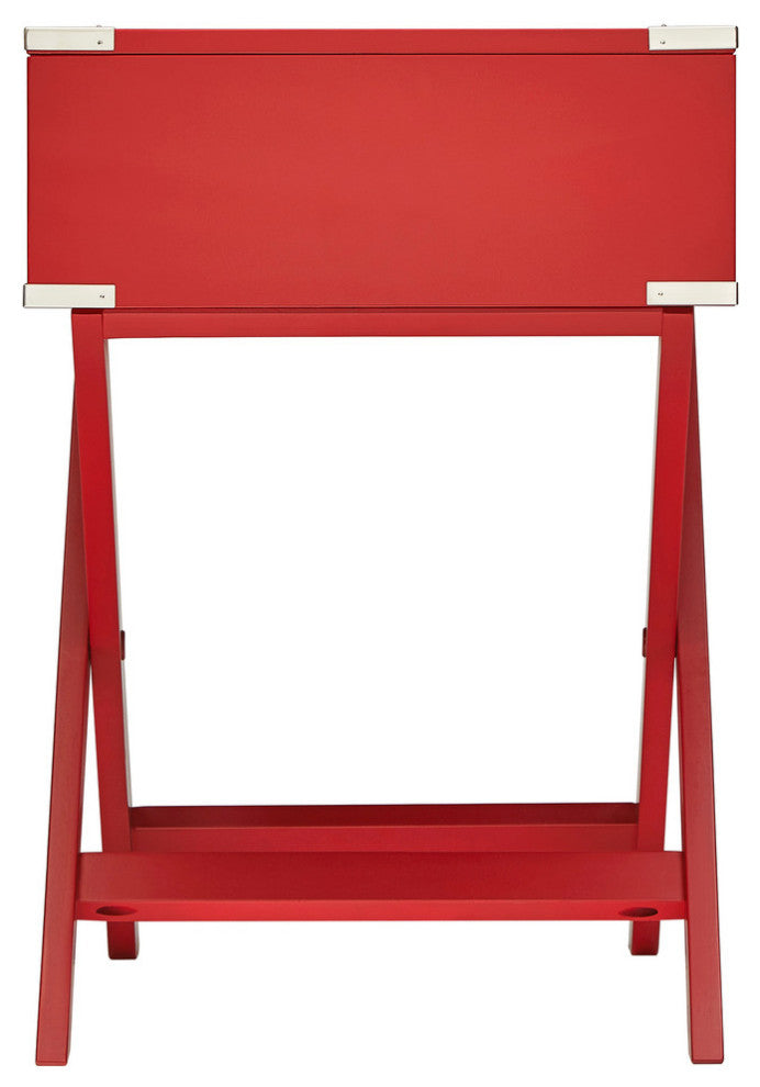 Alastair Wood Campaign Accent Table Nightstand, Red