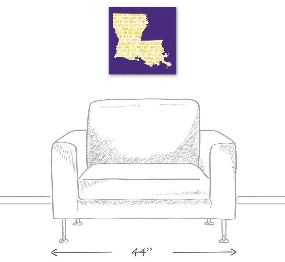 Purple Louisiana Go Team 16x16 Canvas Wall Art