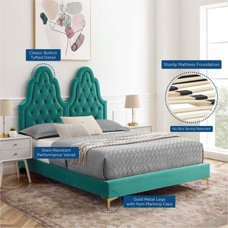 Alexandria Tufted Performance Velvet King Platform Bed - Teal