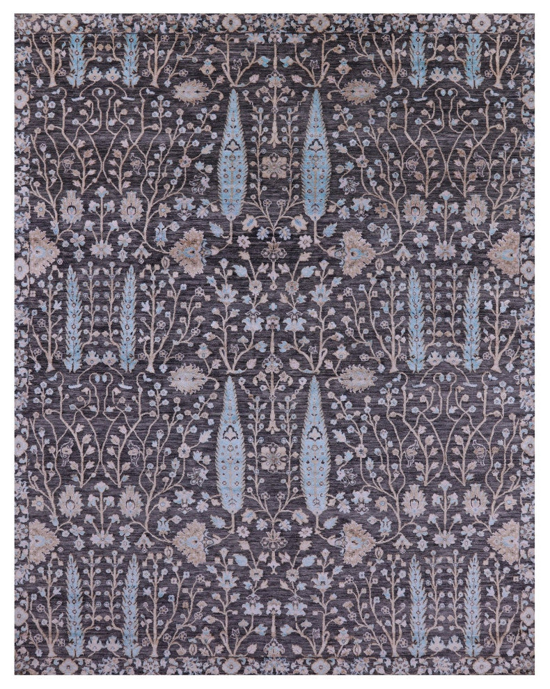 8' 1" X 10' 1" Wool and Silk Persian Ziegler Hand-Knotted Rug Q9240