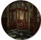 Abandoned Interior, Landscape Painting Round Metal Wall Art, 23"