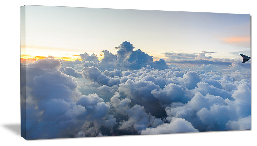 "Light Blue Heavy Clouds in Sky" Contemporary Landscape Canvas Art, 40"x20"