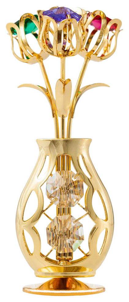 24k Gold Plated Flowers Bouquet and Vase