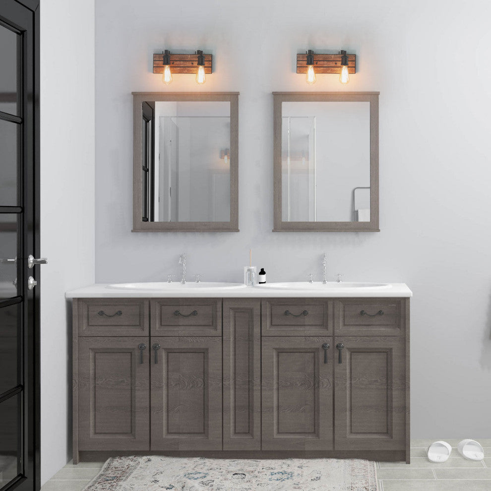 LNC 2-Light Wall Lamps Wood Indoor Wall Sconces Bathroom Vanity Lighting