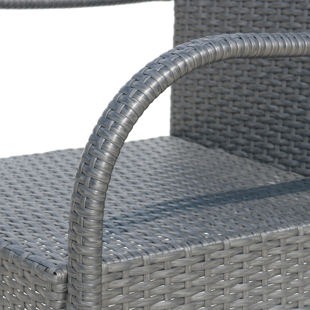 Beatrice Outdoor Wicker Barstool Chair, Set of 2, Gray
