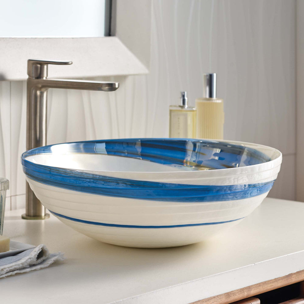 Roma Murano Glass Bathroom Sink, Marina
