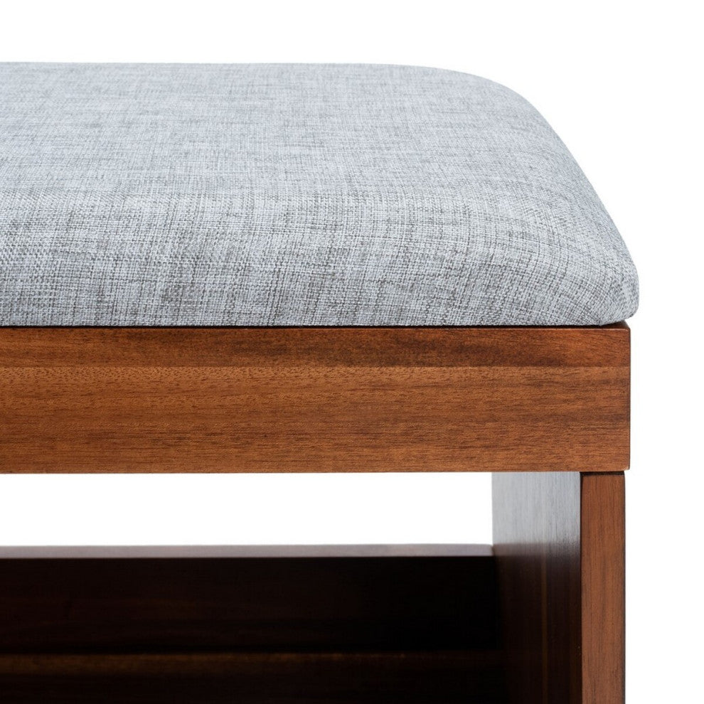Safavieh Cricket Open Shelf Bench, Grey/Natural Acacia