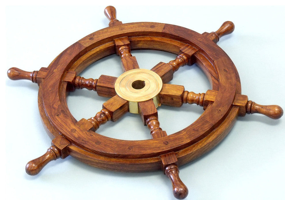 Decorative, Wooden Ship Wheel, Antique, 15"