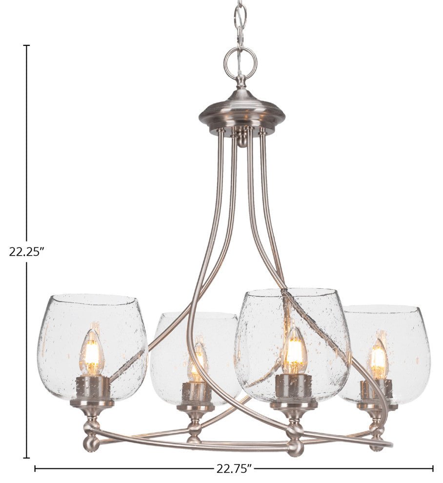Capri 4-Light Chandelier, Brushed Nickel/Clear Bubble