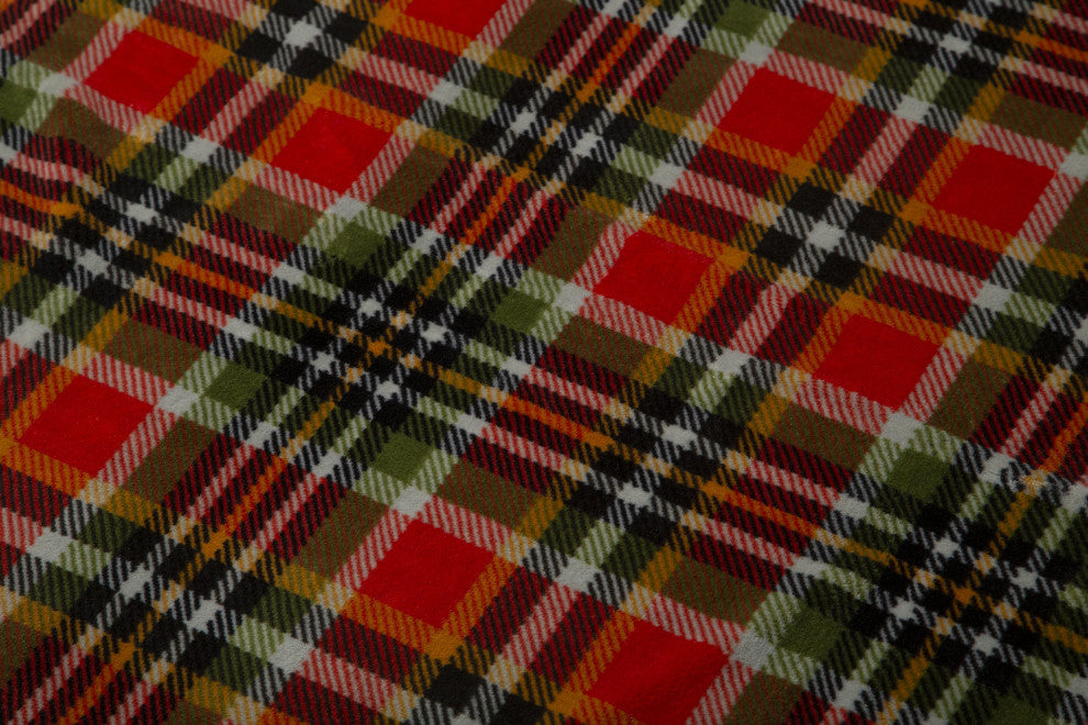 Rust and Sage Plaid Sherpa Throw Blanket, 54"x68"