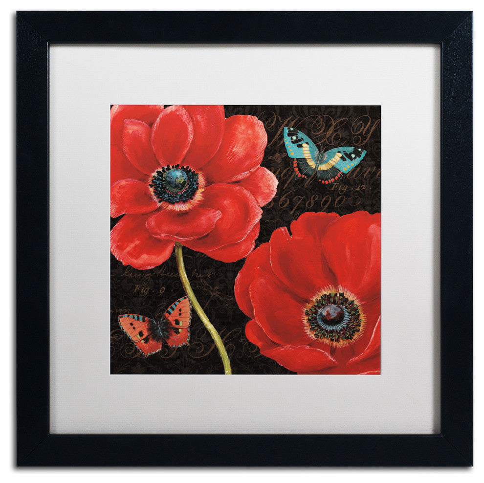 'Petals and Wings II' Matted Framed Canvas Art by Daphne Brissonnet