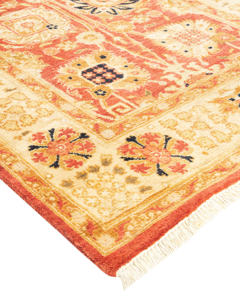 Modern, One-of-a-Kind Hand-Knotted Area Rug Orange, 3'2"x5'3"