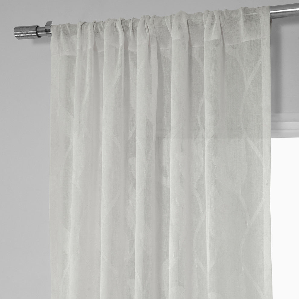 Avignon Vine Patterned Linen Sheer Curtain, 50"x108"