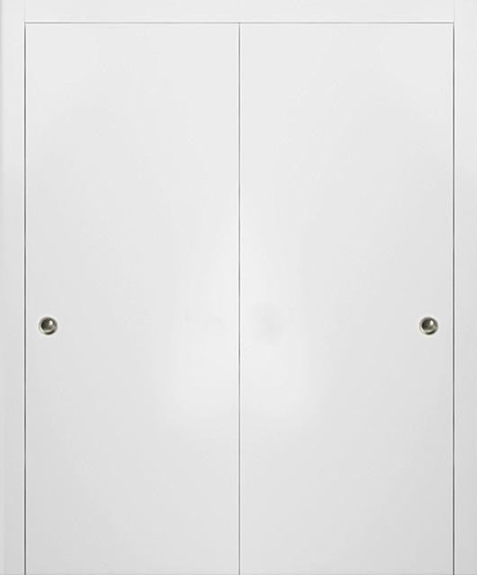 Sliding Closet Bypass Doors 48 x 80 & Hardware | Planum 0010 White Silk