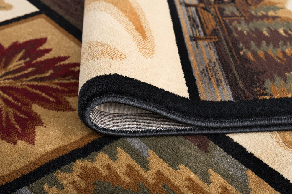 Northern Wildlife Novelty Lodge Pattern Multicolor Scatter Mat Rug, 2''x3''