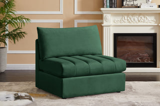 Jacob Velvet Upholstered Modular Armless Chair, Green