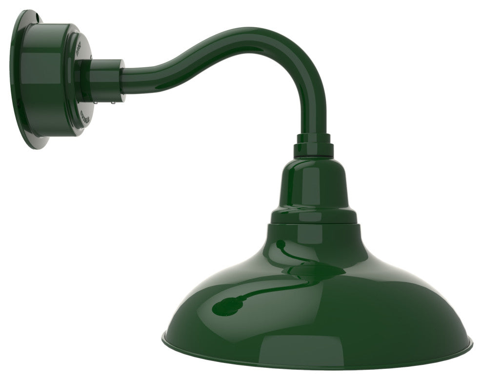 12in. Green Gooseneck Barn Light with Chic Arm