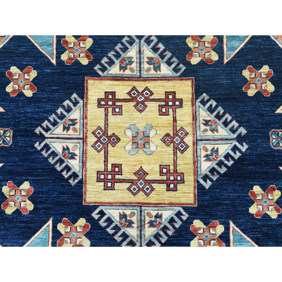 Sky Blue, Caucasian Design 200 KPSI Wool Hand Knotted Oriental Rug, 9'x11'8"