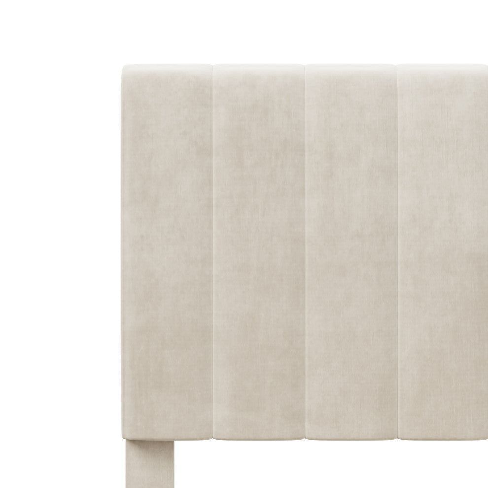 Hillsdale Crestone Adjustable Height Channel Upholstered Full Platform Bed, Cream, Full Bed