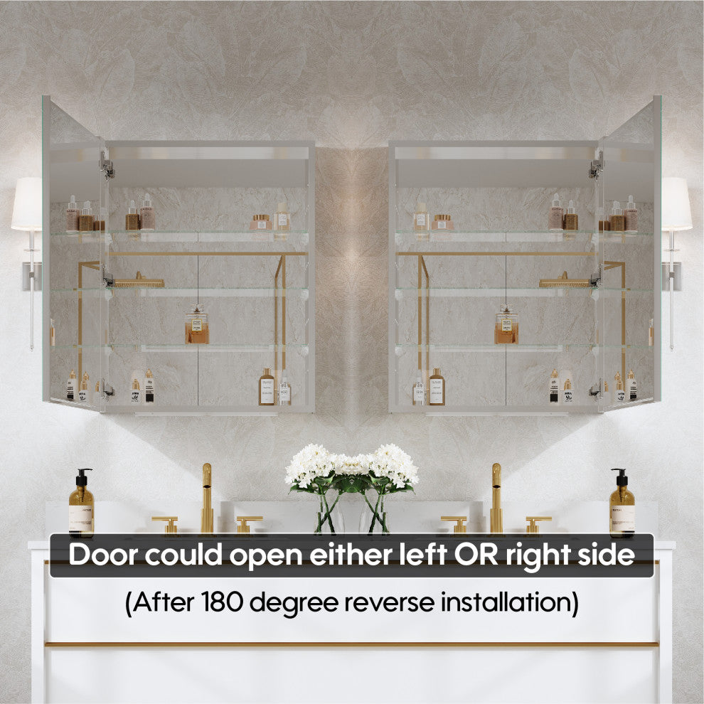 Recessed/Surface Mount Bathroom Medicine Cabinet, Soft-Close Blum Hinges, Left Swing, 24"x30"