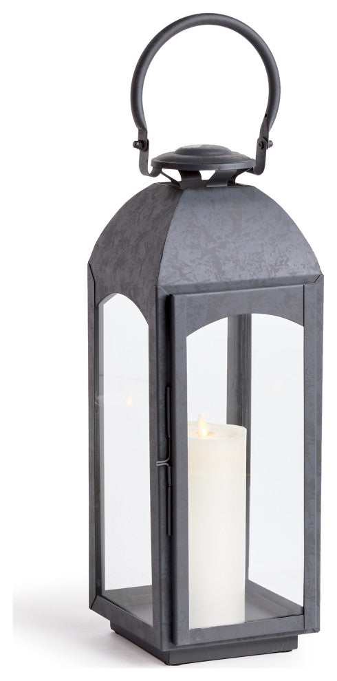 Antoinne Outdoor Lantern, Large, Gray, 7.25x7.75x20.5