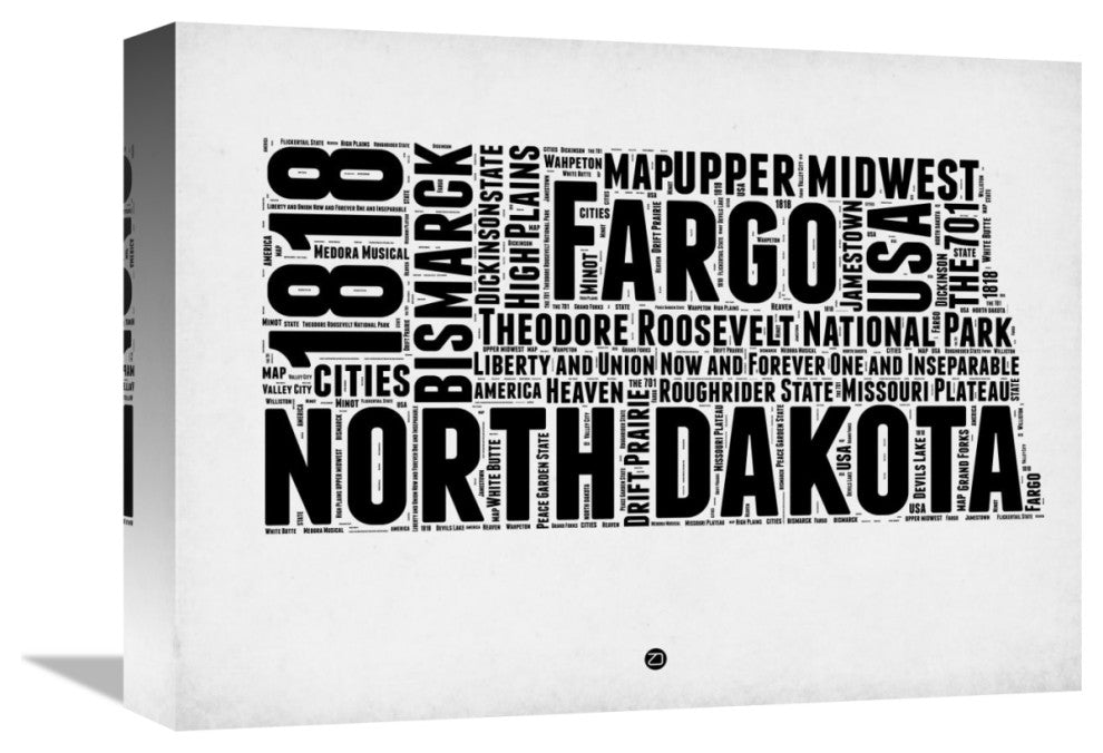 "North Dakota Word Cloud 2" Fine Art Print