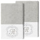 Linum Home Turkish Cotton Monica 2-Piece Embellished Hand Towel Set, Light Gray