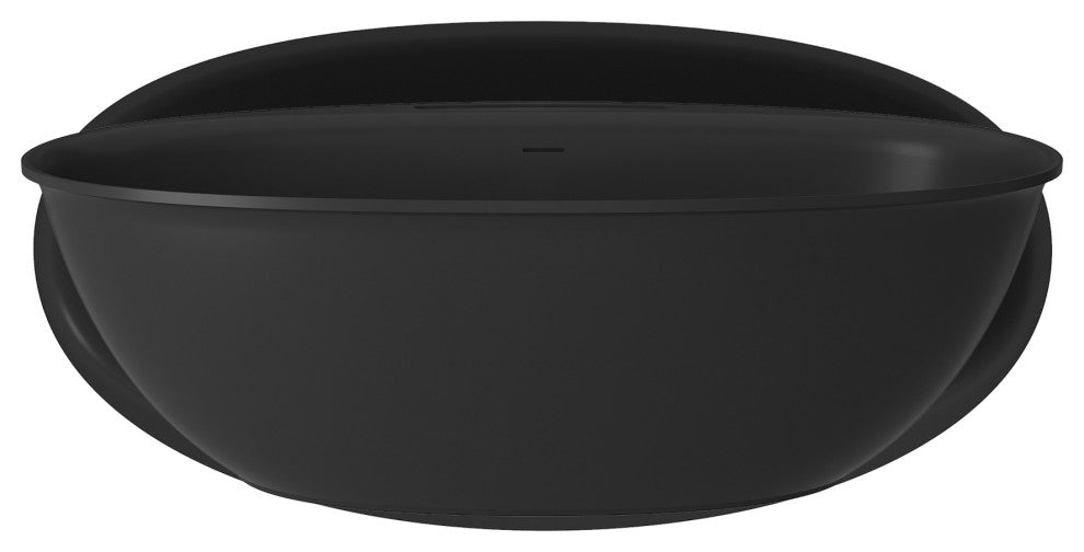 63in Solid Surface Freestanding Bathtub in Matte White, Matte Black