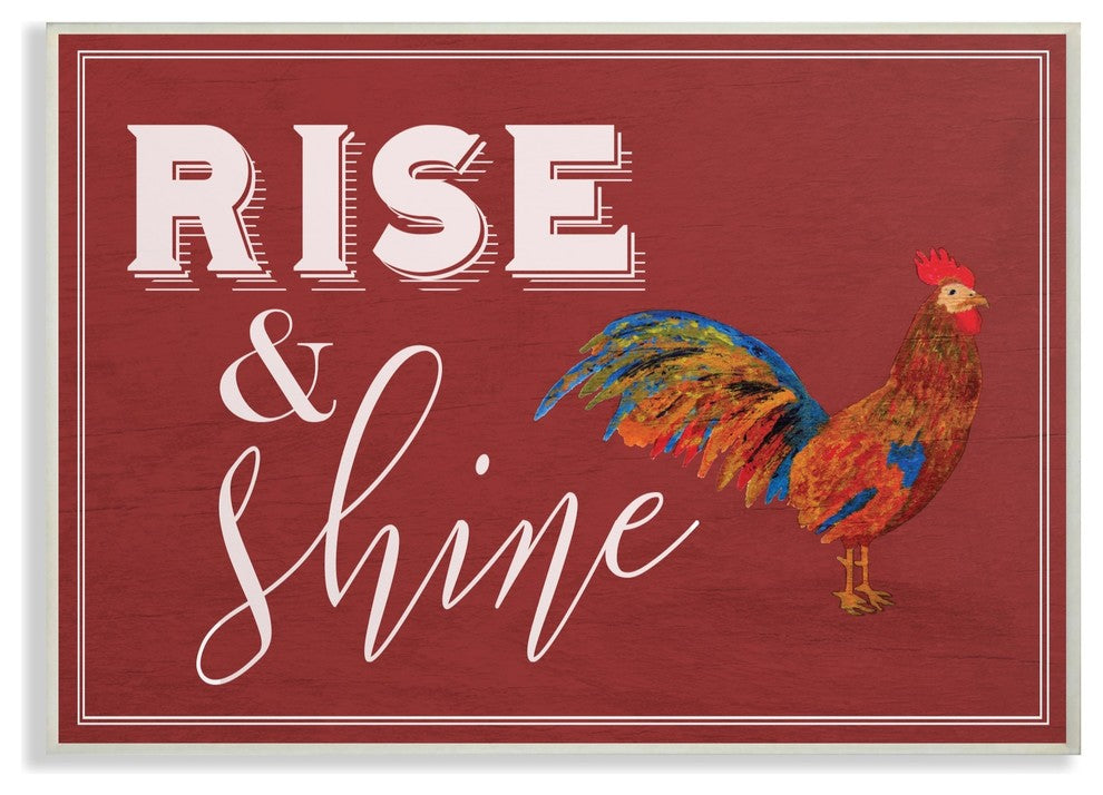 Stupell Ind. Rise And Shine Rooster Red Wall Plaque, 13x19