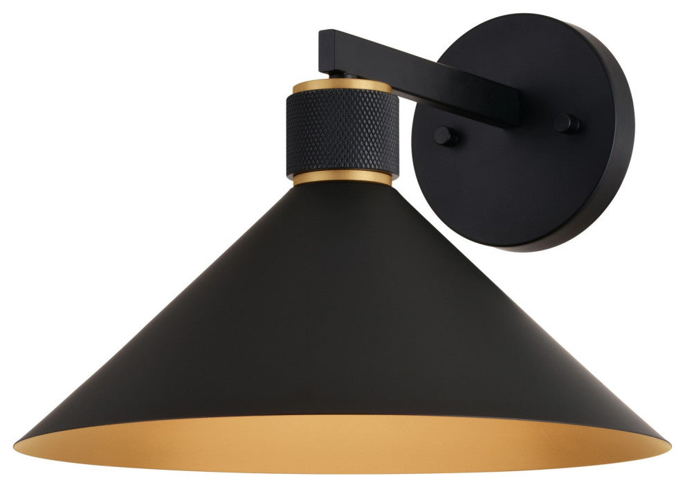 Dunbar One Light Outdoor Wal Mount in Matte Black and Gold
