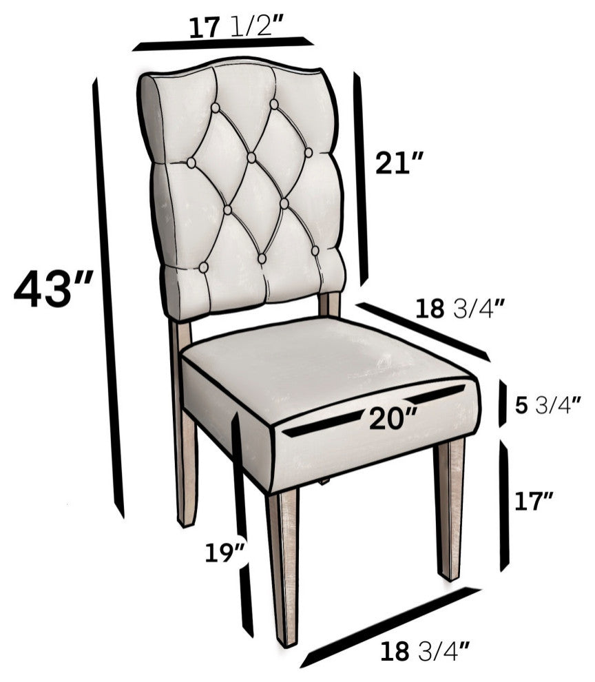 Newberry Set of 2 Button Tufted Parson Chairs, Weathered Natural