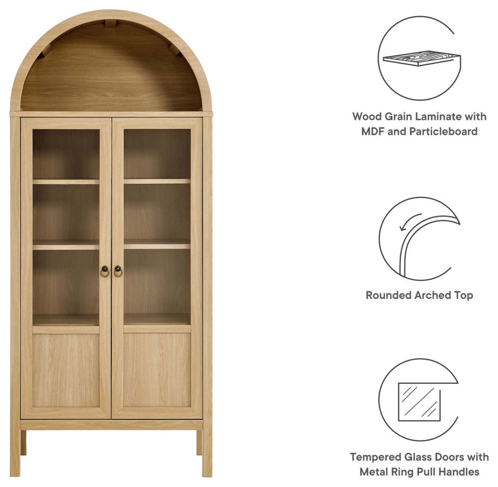 Tessa Tall Storage Display Cabinet - Oak