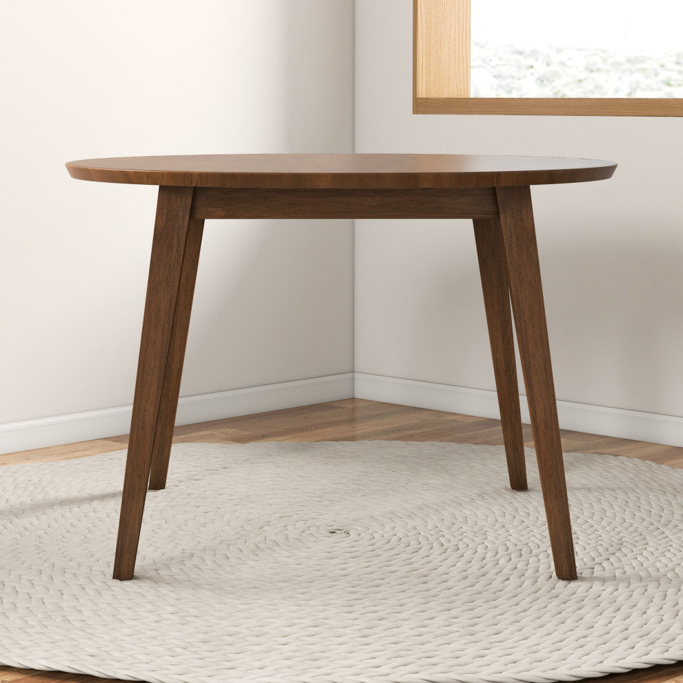Fiona Mid-Century Modern Solid Wood Walnut Round Dining Table