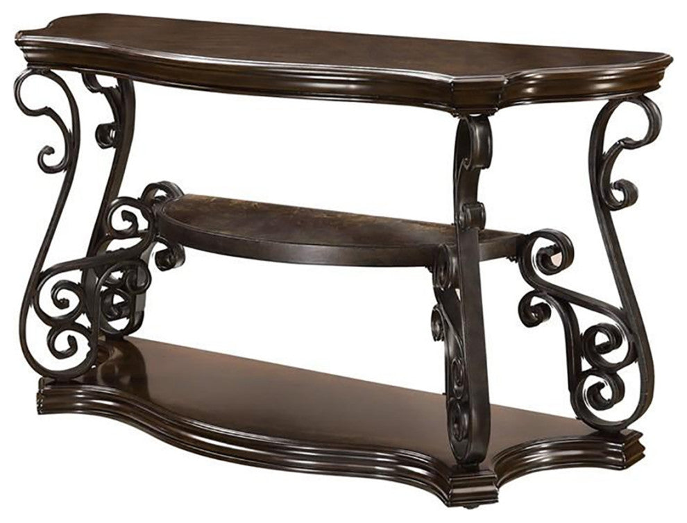 Sofa Table with Tempered Glass Top, Deep Merlot