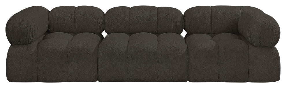 Ames Boucle Fabric Modular Sofa, Brown, 3-Piece: 1 Armless Chair, 2 Corner Chair