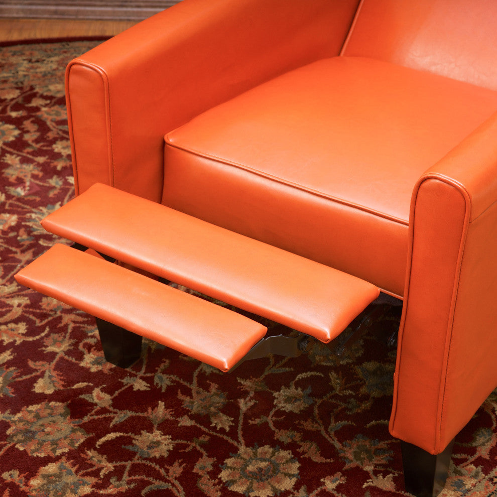 GDF Studio Hinus Indoor Upholstery Club Chair Recliner, Orange Leather
