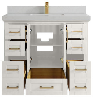 Boston 42" Single Sink Bath Vanity in Alabaster 2" Carrara Quartz