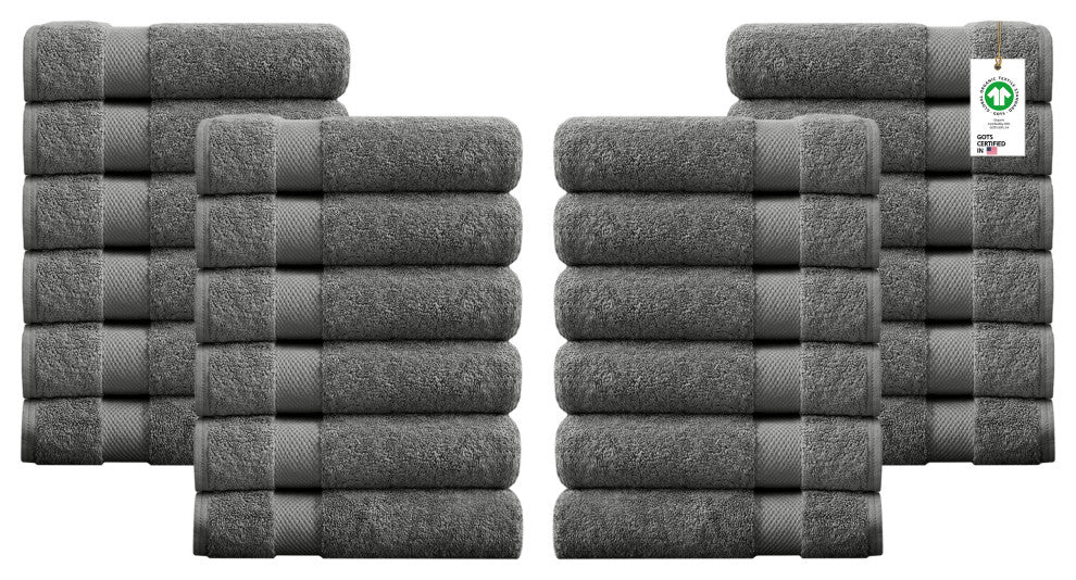 Organic Cotton Feather Touch Quick Dry Wash Cloth, Sharkskin Grey, Pack 24