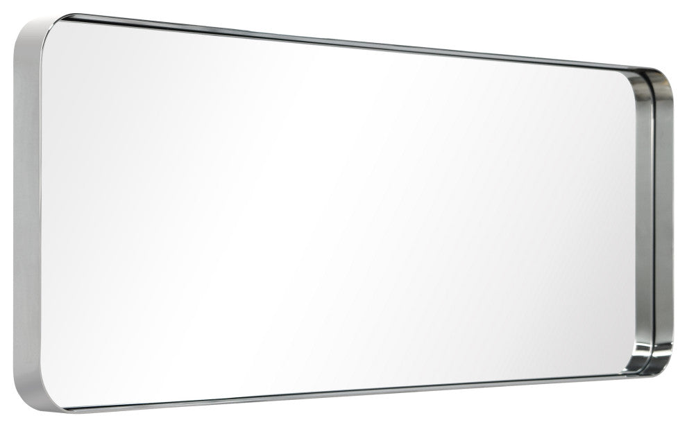 Ultra Stainless Steel Rectangular Wall Mirror, Silver, 18"x48", Polished