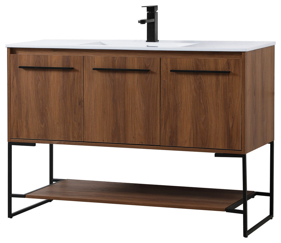 48" Single Bathroom Vanity, Walnut Brown